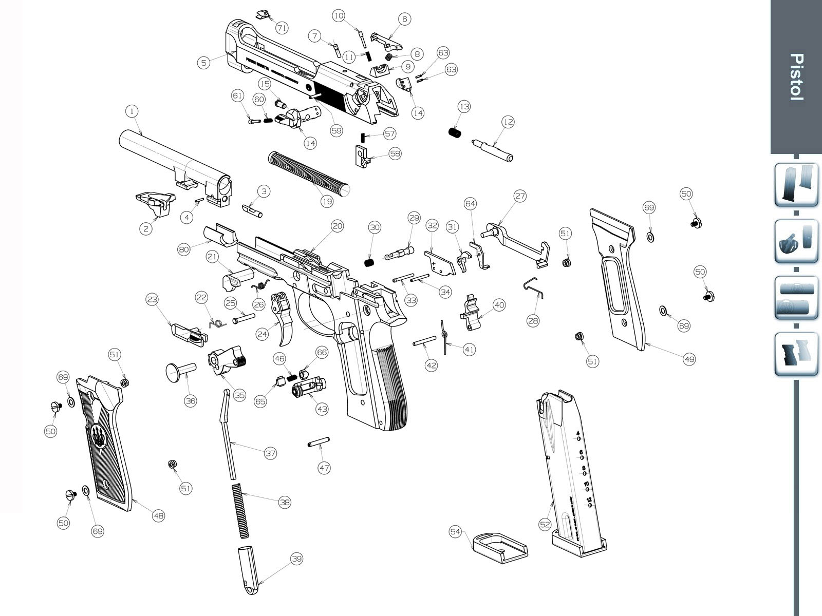 Beretta 92 Exploded View